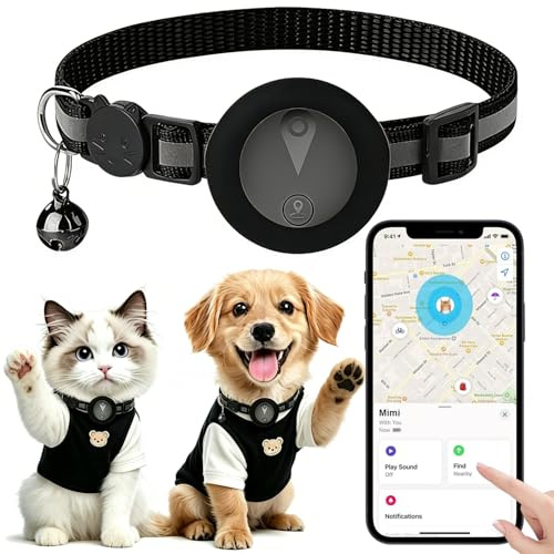 Collar rastreador GPS para mascotas, mini rastreador GPS para perros, ubicación sin tarifa mensual, rastreador inteligente de actividad de mascotas, funciona con Apple iOS Find My, etiqueta de