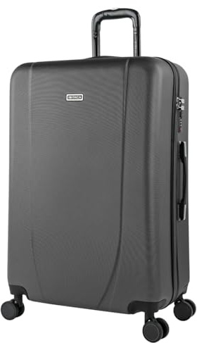 ITACA - Valigia 23Kg da stiva capiente Valigia rigida XL con ruote silenziose Trolley Grande Rigido leggero ideale per viaggi lunghi con Lucchetto a combinazione, Antracite