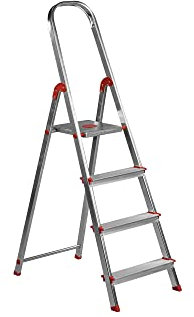 Escalera Aluminio Rolser Unica 4 Peldaños. Certificada según Norma Europea EN-131 para Uso doméstico y Profesional.