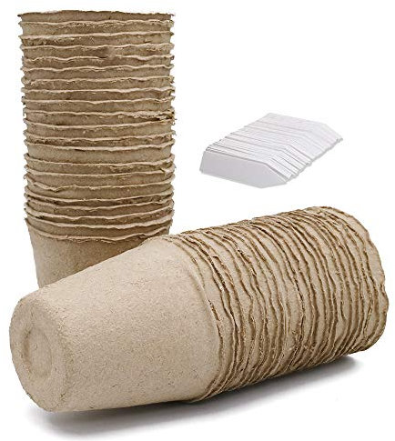 KINGLAKE 100 Pezzi 6 cm Piccolo Fibra biodegradabili vasi di Semi per piantine Viene fornito con 100 etichette di piccole piante
