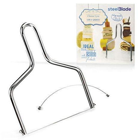 Steelblade - Lira Formaggio in Acciaio Inossidabile + Filo di Ricarica in Regalo - Coltello da Formaggio Perfetto per Tagliare Formaggi a Pasta morbidao cremosi, paté, Torte o Dolce Morbidi, Burro.