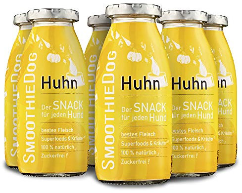 Hunde Smoothie SmoothieDog 6er Huhn - Flüssiges Hundeleckerli - Zucker- & glutenfrei - je 250ml