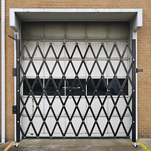 VEVOR Single Folding Security Gate, 7 ft H x 7 ft W Folding Door Gate, Steel Accordion Security Gate, Flexible Expanding Security Gate, 360° Rolling Barricade Gate, Scissor Gate/Door with Padlock