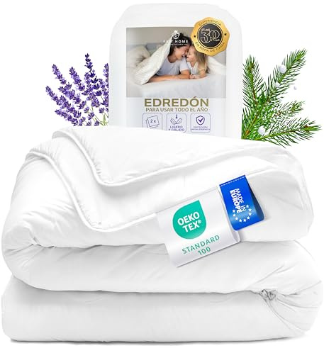 FAM Home Relleno Nordico 4 Estaciones 220x240 cm Microfibra, Cama 150/160 I Edredon Nordico Cama Lavable Invierno e Verano I Consta de 2 Mantas Separadas