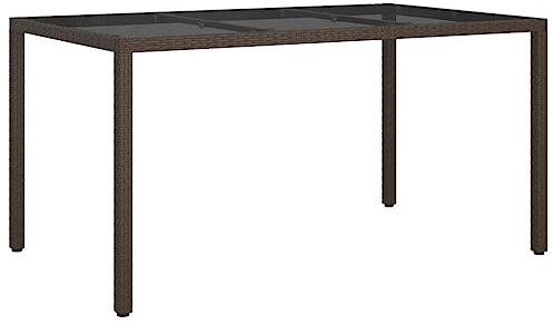 vidaXL Gartentisch Esstisch Terrassentisch Gartenmöbel Balkontisch Outdoor Tisch Außentisch 150x90x75cm Gehärtetes Glas Poly Rattan Braun