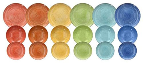Tognana Kaleido, Servicio de platos para 6 persona, 18 piezas, porcelana, multicolor