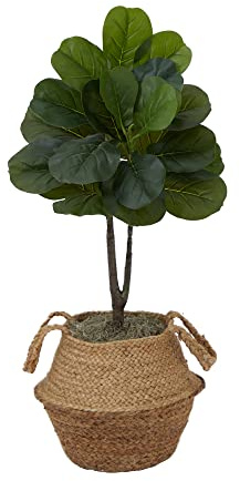 Nearly Natural Künstlicher Feigenbaum, 91 cm, mit handgefertigtem Baumwoll- und Jutekorb, DIY-Kit