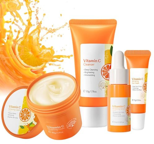 Leogony 5PCS Vitamin C Skincare Set, Skin Care for Teenage Girls, Anti-Aging Face Care Beauty Gift Sets for Teen Girls