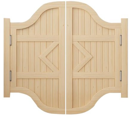 GOCHUSX Portails Battants Doubles Portes Café, Porte De Salon en Bois Massif, Porte De Cuisine À Double Ouverture, Décoration De Portail De Clôture D'entrée pour Cloison D'entrée(100x110cm)