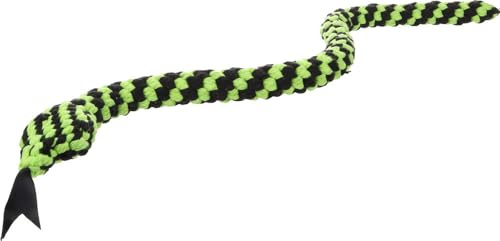 Flamingo Jouet Chien – Flocco Serpent & Corde Tressée Vert Kaki – 95×6×4 cm – Coton – avec pouic-pouic – Soin Dentaire