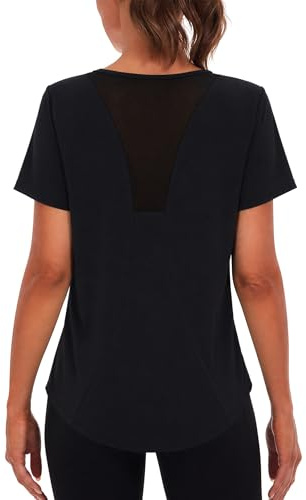 Terecey Camisetas Deporte Manga Corta Mujer Camiseta Tecnica para Mujer Suelta Camiseta Fitness Mujer y Cuello Redondo Camiseta Deportiva de Secado Rápido para Yoga Pilates S-XXL