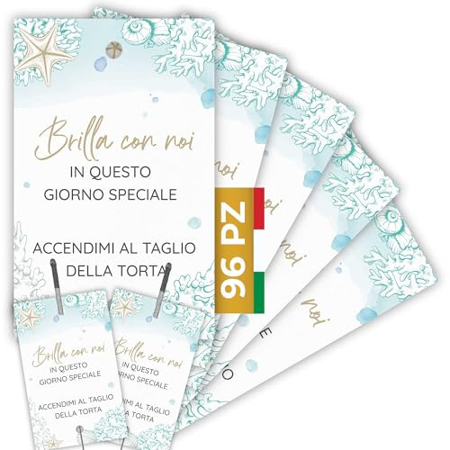 Etichette Scintille Luminose Matrimonio 96pz MADE IN ITALY - Biglietti Stelline Scintillanti in Cartoncino di Alta Qualità - Decorazioni Matrimonio Idee Originali (Scintille NON Incluse) (ES-02)