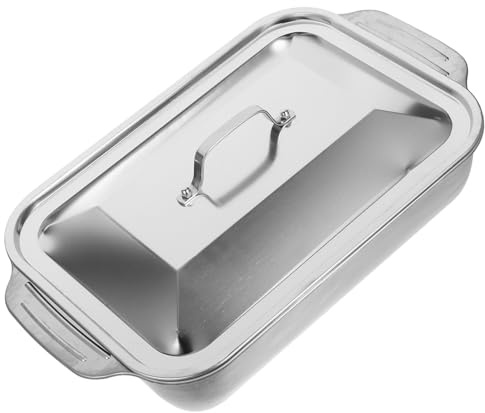 JECOMPRIS Stainless Steel Rectangular Roasting Pan with Lid Deep Grill Tray for Fish and Lobsters Portable Oven Dish for Home and Restaurant Cooking Easy Clean Surface