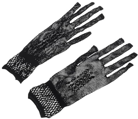 Toyvian Guantes de Red para Mujer, 1 Par, Nylon Negro, Elegantes | Protección Solar, Longitud Muñeca, para Boda y Fiesta Nocturna, Estilo Clásico
