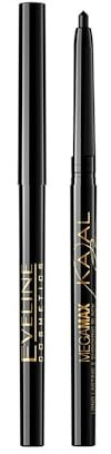 Eveline Cosmetics Mega Max Automatikkajal Eyeliner Stift - Intensive Pigmentierung und langanhaltender exotischer Look