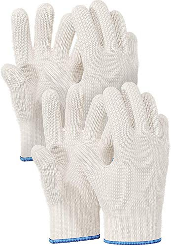 Heat Resistant Gloves Oven Gloves Heat Resistant with Fingers Kitchen Mitts Pot Holders Cotton Mitts Kitchen Double Oven Holders with Fingers White 2 Pairs