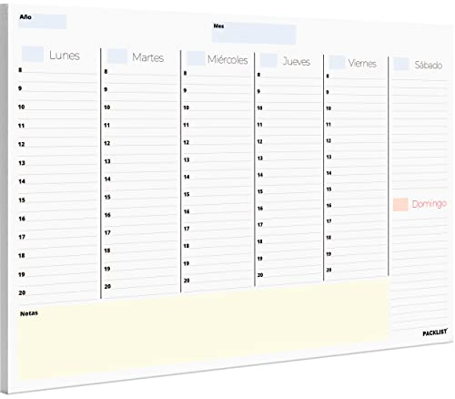 PACKLIST Planificador Semanal sin Fecha. Organizador A4, Planning Escritorio - Regalo Original - Agendas y Calendarios de Diseño Exclusivo