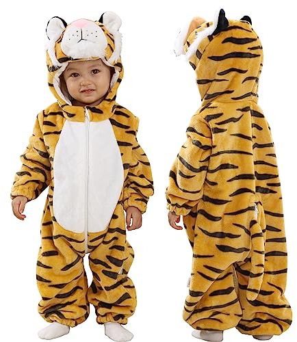 Doladola Unisex sparkdräkt för småbarn, baby-overall med huva, tecknad serie-pyjamas