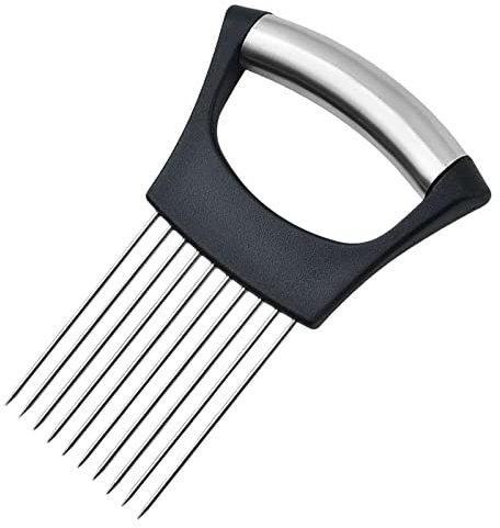 Alimentaire Tranche Assistant,Titulaire Trancheuse,Oignon Cutter,Titulaire de L'oignon,Trancheuse Cuisine,Outil de Coupe,Titulaire de L'oignon Fourchette Acier Inoxydable,Viande Légumes Tomate