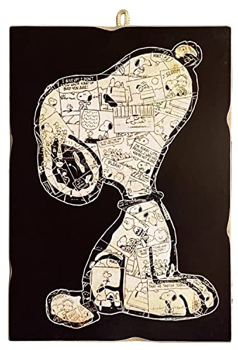 KUSTOM ART CUCUBA Quadro Stile Vintage Serie Fumetti Personaggi Cartoni Animati Cartoon Snoopy Stampa su Legno 18x25 cm.