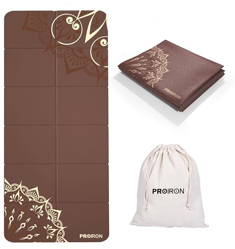 PROIRON Tappetino Fitness Pieghevole, Antiscivolo Yoga Mat, Tappetino Yoga da Viaggio, Impermeabile Tappeto per Palestra in Casa, Tappetino Allenamento per Pilates, Ginnastica