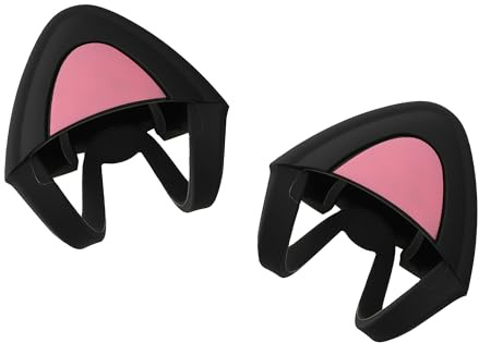 kwmobile 2 x kattöron, tillbehör kompatibel med Overear-hörlurar – dekorativa tillbehör för hörlurar bredd 2,5 till 3,8 cm – katthörlursset – svart rosa