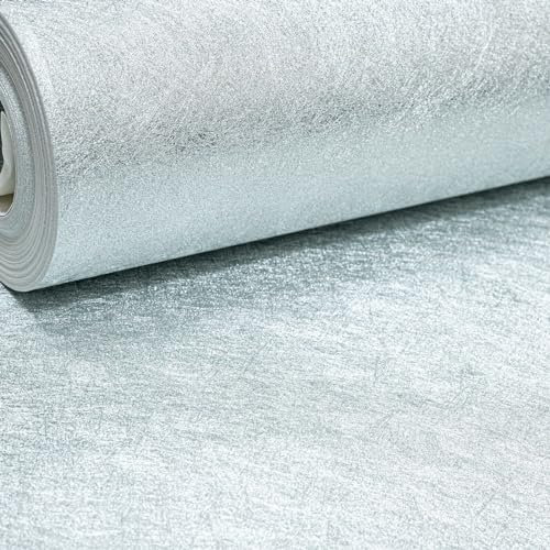 SOPHIE LAURENCE Plain Duck Egg Sienna Texture Metallic Foil Vinyl Sample Wallpaper | Ultra Heavyweight, Peelable & Washable | Ideal for Any Room