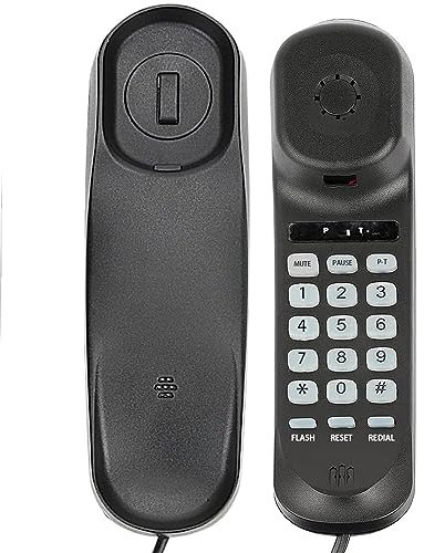 Corded House Phones Landline, Wall Mountable Or Desk Landline Telephone, Dial Pad on Base unit Home Phone, Landline Phones Last Number Redial, Pause, Flash for Office, Hotel, Home, Bathroom -Black