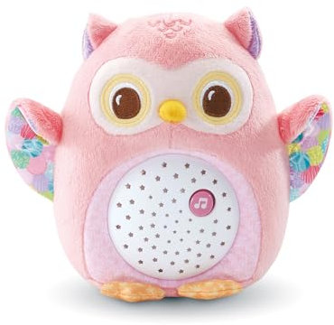 VTech - Ma Veilleuse Lumi Chouette Rose, Peluche Apaisante, Veilleuse Musicale et Lumineuse, Musique Douce, Berceuses, Bruits Blancs et Sons de la Nature, Cadeau de Naissance - Contenu en Français