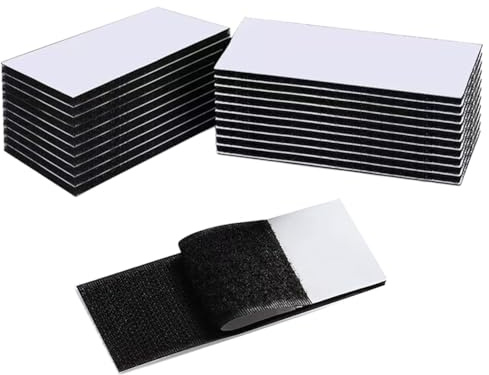 Hook Loop Strip Tape, 20 Pcs Heavy Duty Double Sided Sticky Tape Extra Strong Hook and Loop Tape 5 x 10 cm Reusable Self Adhesive Sticky Tape for for Mounting, Hanging or Organizing Items