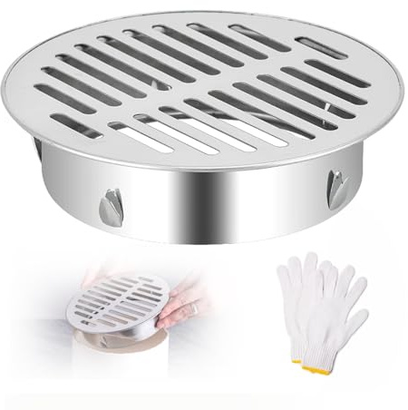 Floor Drain Cover Stainless Steel, 40/50/75/90/125/160/200mm Round Anti Blocking Cap Snap-in Drain Strainers for Bathroom, Kitchen, Washroom, Patios(160mm/6.3in)