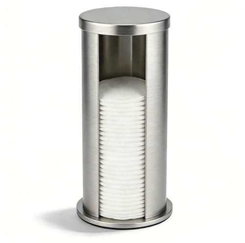 YUEHISY Porta Dischetti Cosmetici in Cotone, Organizer Rotondo in Metallo con Dispenser, Contenitore per Dischetti Struccanti Antiruggine