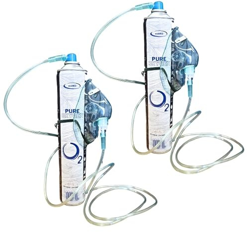 EcoMed Ossigeno Inalatorio 2x 15L 99,5% - Maschera e Tubo - Bomboletta Portatile
