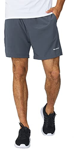 baleaf Men's 5 Running Athletic Shorts Zipper Pocket for Workout Gym Sports Lightweight Quick Dry Gray Size L