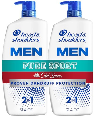 Head & Shoulders Mens Anti-Dandruff Shampoo and Conditioner with 1% Pyrithione Zinc, Old Spice Pure Sport Men's 2-in-1 Twin Pack, Shampoo for Men, 31.4 fl oz Each