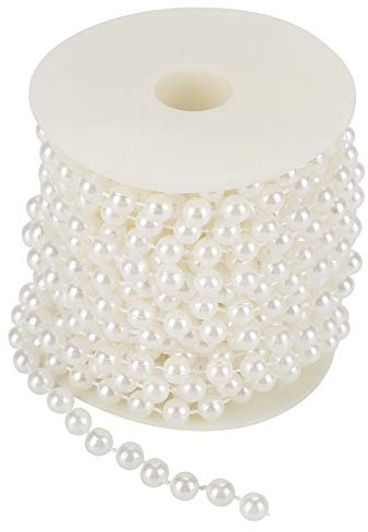 Filo di Perle Bianche Decorative, 10m, 8mm, Perle ABS Imitazione, per Decorazioni Matrimoni