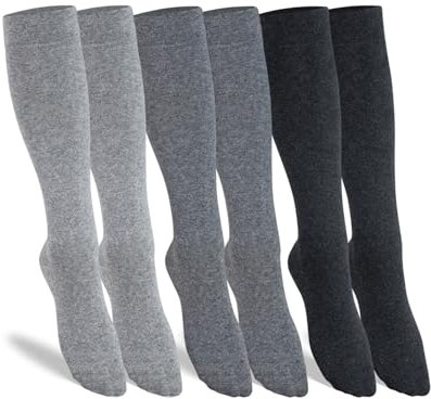 RS. Harmony Kniestrumpf, ohne Gummidruck für Damen, aus Baumwolle | 3 Paar | anthrazit, mittelgrau, grau | 39-42