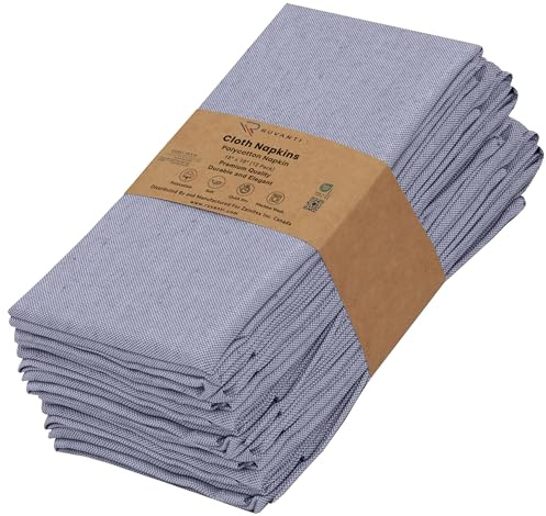 Ruvanti Cloth Napkins Set of 12, 18x18 Reusable Napkins Cloth Washable, Soft & Durable Table Napkins, Poly Cotton Fabric Dinner Napkins for Parties, Christmas, Thanksgiving, Weddings - Steel