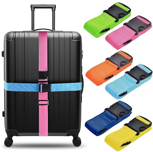 Luggage Straps Suitcases Belts, 6 Pack Adjustable Travel Packing Belt, Utility Strap with Quick Release Buckle, Travel Packing Outdoorsport