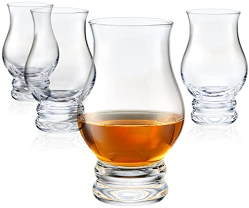 Lamarada Whiskey Glasses Set of 4 - Clear Shot Glasses - Old Fashioned Drinking Glasses Bar Gift Set - Brandy Snifter for Liquor, Scotch, Bourbon, Tequila, Gin, Tonic, Cognac, Vodka, Cocktail, Beer