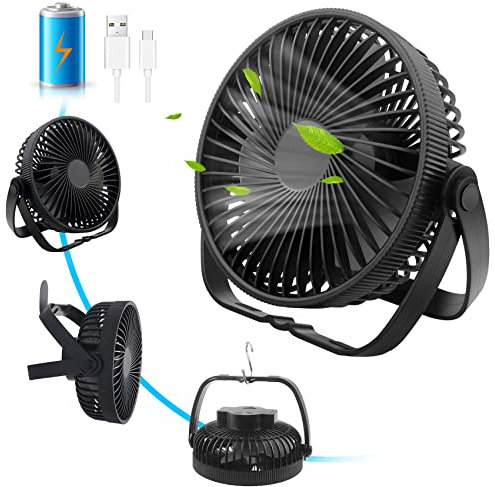 Ventilatore da Tavolo Silenzioso Potente a Batteria Ricaricabile 3 in 1, Ventilatore USB 3 Velocità 360° Regolabile, Mini Ventilatore Portatile Piccolo Ventilatore da Scrivania Casa Ufficio Campeggio