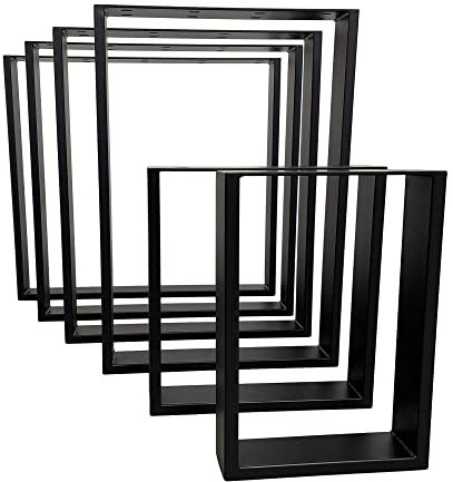 HOLZWERK24 Tischbeine aus Metall, Tischgestell schwarz (B700 x T80 x H710 mm) Stahl Tischkufen, Modell TUG405-700