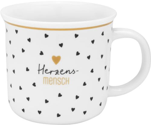 GRUSS & CO Tasse mit Motiv Herzensmensch | Lieblingstasse in Geschenkbox, Porzellan, 38 cl, Tasse mit Spruch | Geschenk, Geburtstag, lustiges Geschenk | 48935