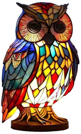 BEALIFE Lámpara de elegante y práctica para amantes de los animales, lámpara decorativa de resina con forma de animales, mesita de noche, lámpara de escritorio de estilo Animal, búho mágico