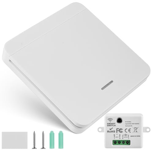 Funkschalter: Funk-Lichtschalter,Funk Lichtschalter Ohne batterie, Funk-Sender-Sicherheitsschalter und Empfänger-Controller,Keine Verkabelung Erforderlich,Lichtschalter Funk,Funk-Wandschalter 1 Taste