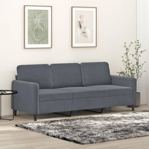 Homgoday 3-sitsig soffa, soffa, modern gästsoffa, relaxsoffa, loungesoffa, relaxsoffa, dubbelsoffa, liggsoffa, sittmöbler, soffa för vardagsrum, lägenhet, sovrum, mörkgrå, 180 cm sammet