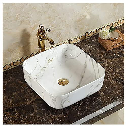 sjdoPulse Bathroom Sink Countertop Sink, Wash Basin Small Guest Toilet Countertop Sink Ceramic Washbasin Set Ceramic Sink Countertop Sink (D)