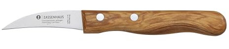 Zassenhaus Gemüsemesser gebogen | Olivenholz | Schälmesser für Obst und Gemüse | Kurze Klinge aus Edelstahl | Küchenmesser klein | 16,2 × 1,6 × 1,3 cm | Klingenlänge: 5,5 cm