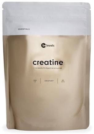 Creatina Creapure® Monohidratada en Polvo Micronizada - Creapure Creatine Monohydrate Pura para Rendimiento Deportivo + Recuperación y Fuerza Muscular - Vegana y Sin Gluten - 290g 60 Tomas - be levels