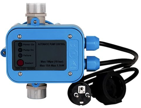 ISOISL Elektronische Pumpensteuerung 1100W 4800l/h, Druckschalter für Wasser, 10 Bar Druckwächter mit Kabel, IP65 Druckschalter für Wasserpumpen, überwacht den Wasserdurchfluss (1.5 Bar）
